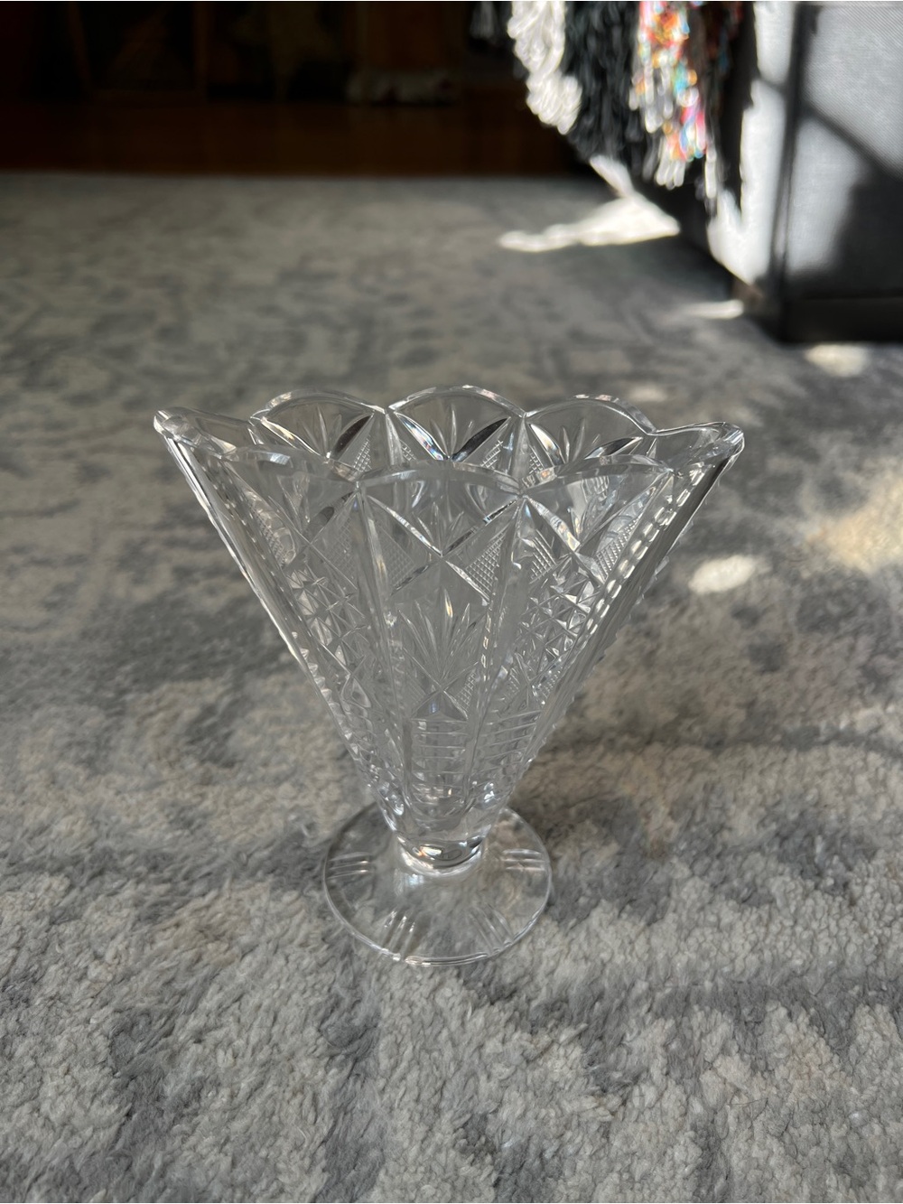 Vintage Hofbauer "Byrdes" Crystal Fan Vase